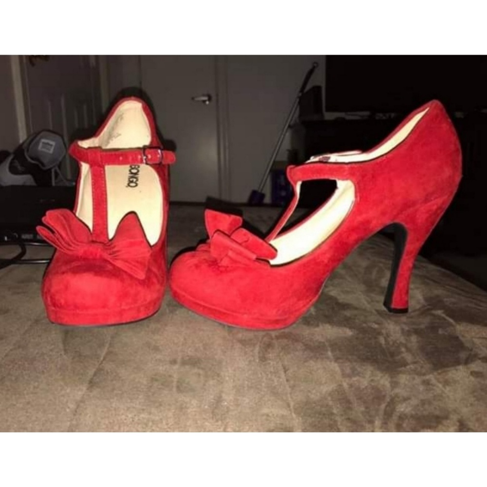 Red Velvet Bow Heels